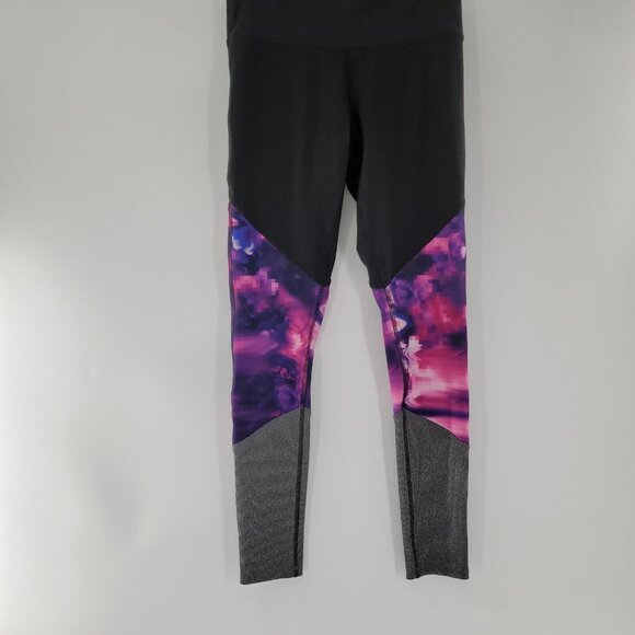 Champion‎ Duo Dry Woman's M Black & Purple Ankle Sport Leggings Polyester 86% - Picture 1 of 4